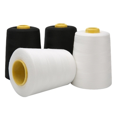 40s/2 Fil de couture couleur de base 5000 mètres Fil de polyester noir blanc brut blanchi