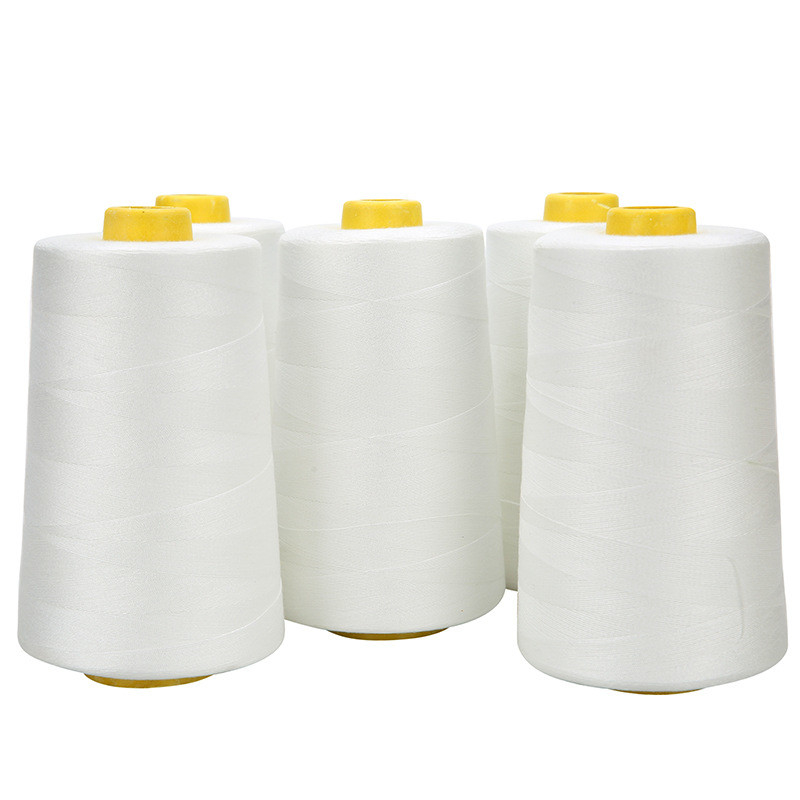 40s/2 Fil de couture couleur de base 5000 mètres Fil de polyester noir blanc brut blanchi